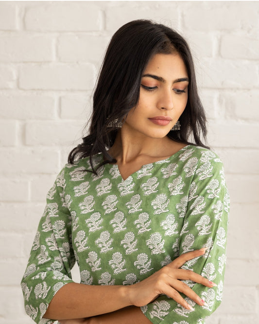 Chaya | Green | Cotton | Block Print