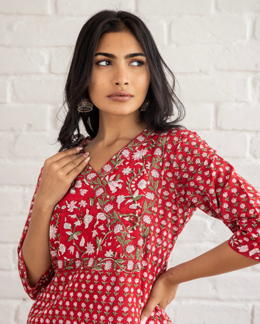Zindagi | Red | Cotton | Block Print