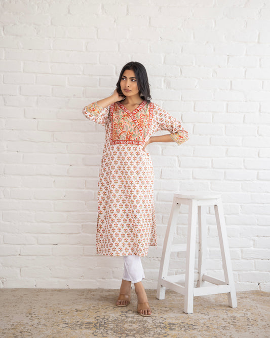 Surahi | White | Cotton | Block Print