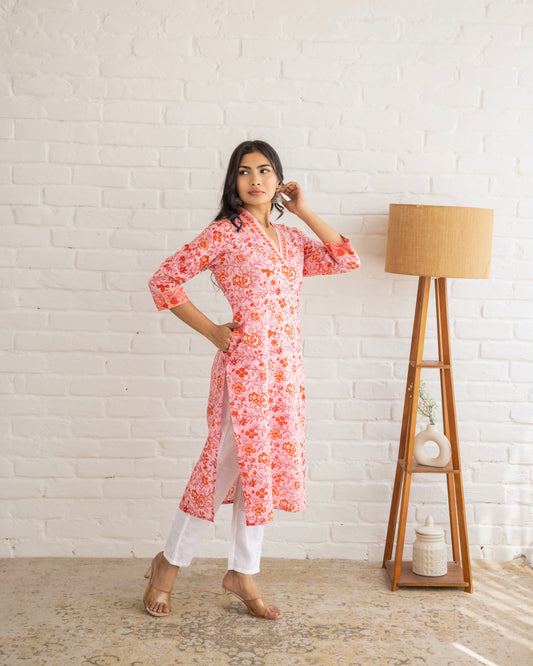 Kirti | Pink | Cotton | Block Print